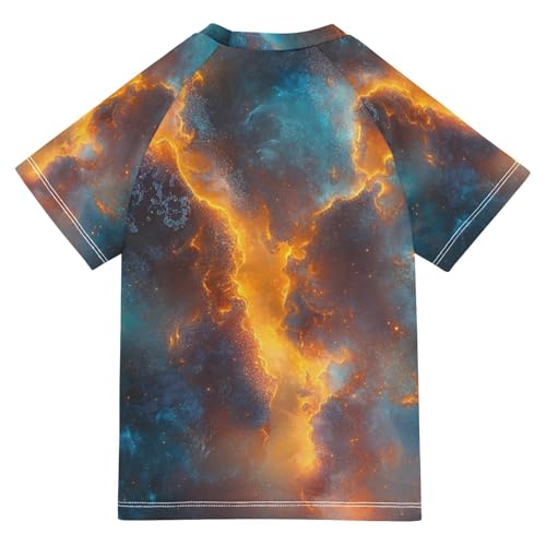 Kids Swimsuit Red Galaxy Starry Sky Sunscreen T-Shirts Swimwear Sets UPF 50+2