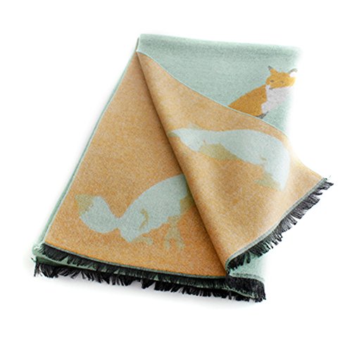 Winter Fashion Stylish Fringe Cartoon Small Fox Cashmere Feel Long Pashmina Scarf