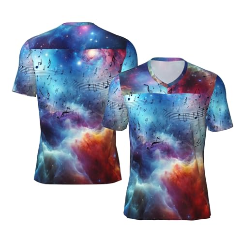 Stylish Athletic Sports Jersey Music-Note-Glaxies Men's Rugby Jersey 3X-Large Black