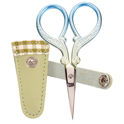 DOITOOL 1 Set Protective Leather Scissor Covers with Stainless Steel Scissors Stylish Hairdressing Shear Cases for Crafting Sewing and Embroidery Durable Elegant Tool Kit