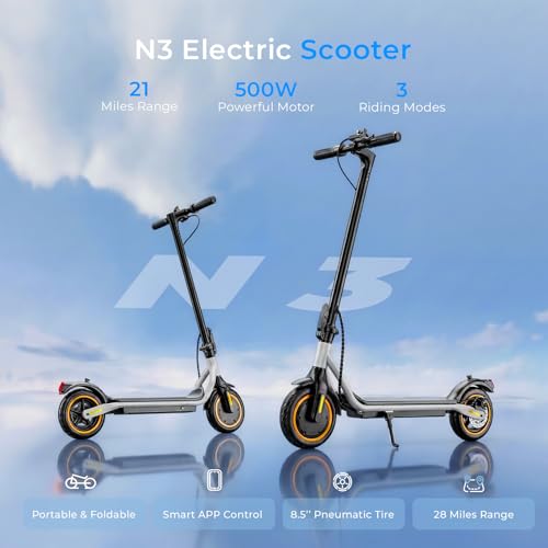Image of Electric Scooter - Electric Scooter Adults, 500W /1000W /1200W Motor, 18 /21 /25 MPH, 21 /28 Miles Max Range, APP Control, Double Braking Systems, 8.5 inch /10 inch Tire, Foldable E-Scooter