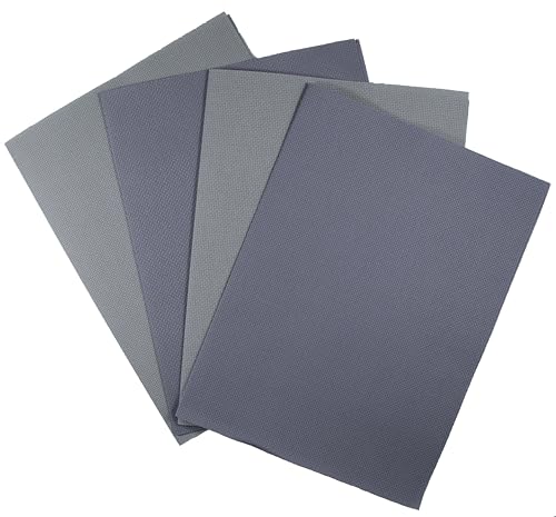 Image of KCS 4 pc of 12 inch x 18 inch(30cmx45cm) 14CT Counted Cotton Aida Cloth Cross Stitch Fabric (Light Grey+Light Steel Grey)