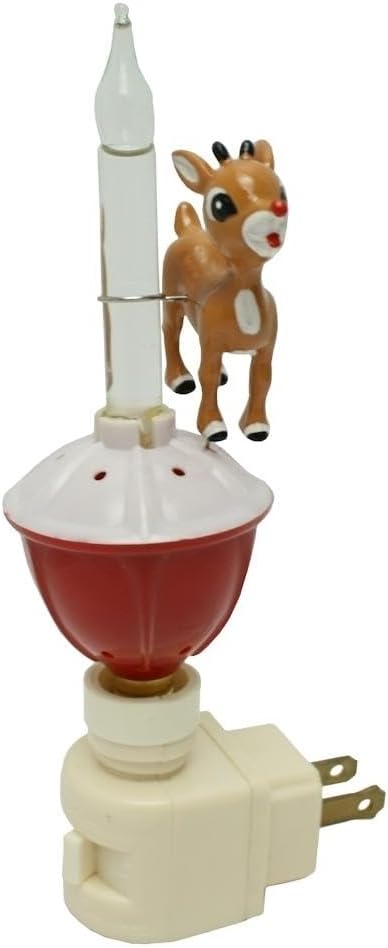 6.7 Inch Tall Rudolph North Pole Bubble Night Light, Resin