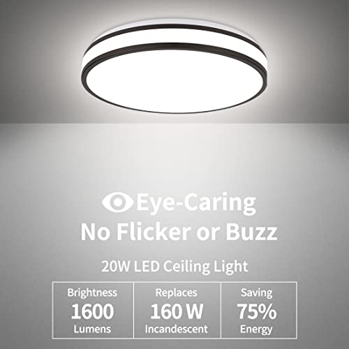 kadision 13in LED Flush Mount Ceiling Light, Toggle Switch On/Off to Change 3000K/4000K/5000K, 20W 1600lm Dimmable Flush Mount Light Fixture ORB Finish, ETL Listed 2-Pack