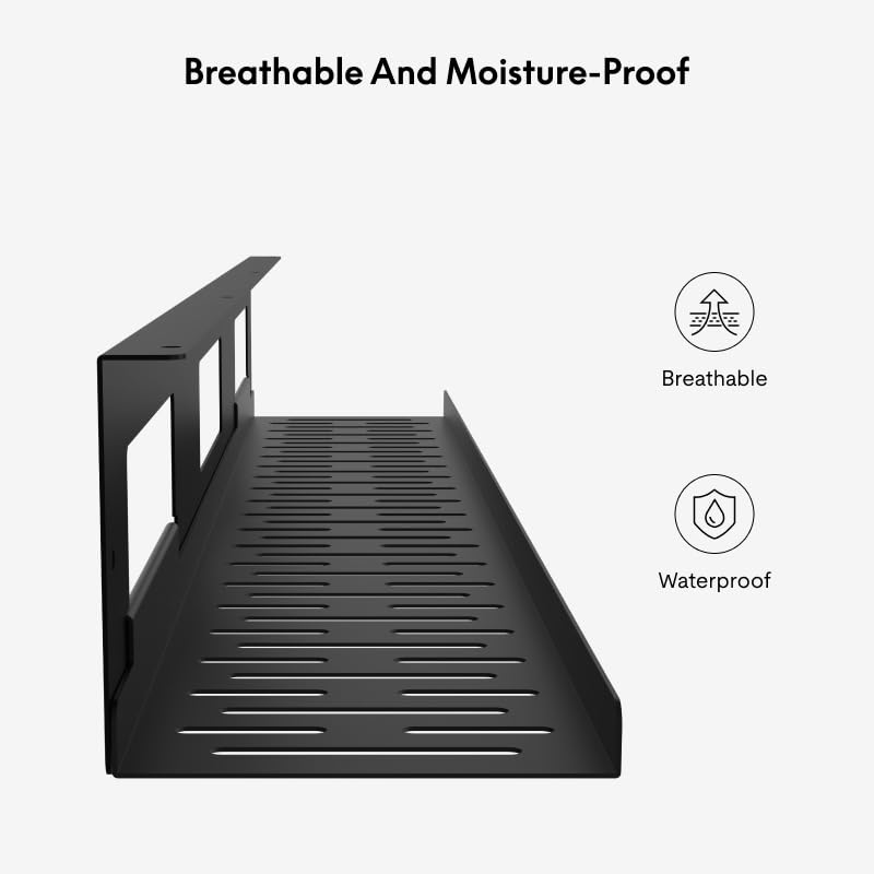Image of FLEXISPOT Black Cable Tray Metal Raceway Wire Organizer Office Home Computer Cable Management for Standing Desk
