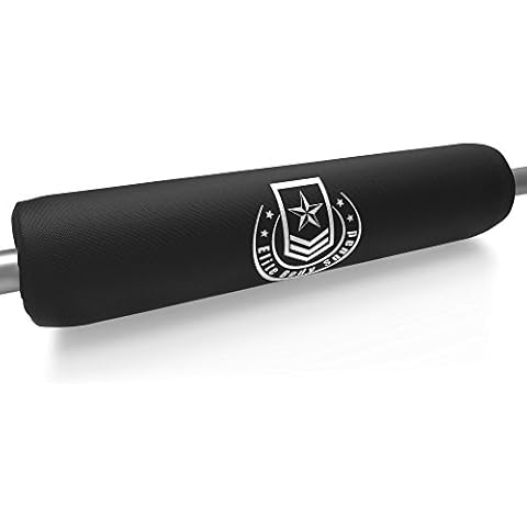 Elite Body Squad Barbell Pad - Heavy Duty Weight Lifting Barbell Pad With Quick Fit Grip Strip Fastener - Protect Your Neck and Shoulders When Doing Squats Or Other Exercises. Fits Olympic Bar and Standard Barbell - Full Lifetime Guarantee Cover