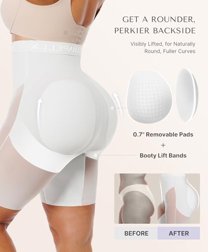 Image of SHAPELLX Butt Lifting Shapewear for Women Tummy Control Padded Shorts High Waisted Faja Body Shaper with Butt Pads