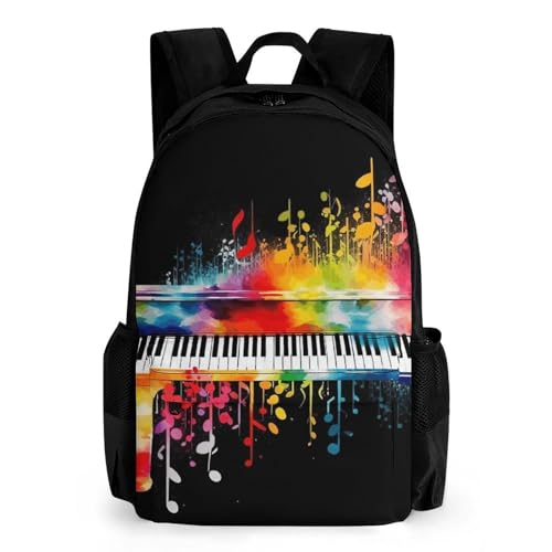 Mochila de Viaje con Bolsillo, Teclado de Piano Colorido, 42x30.5cm