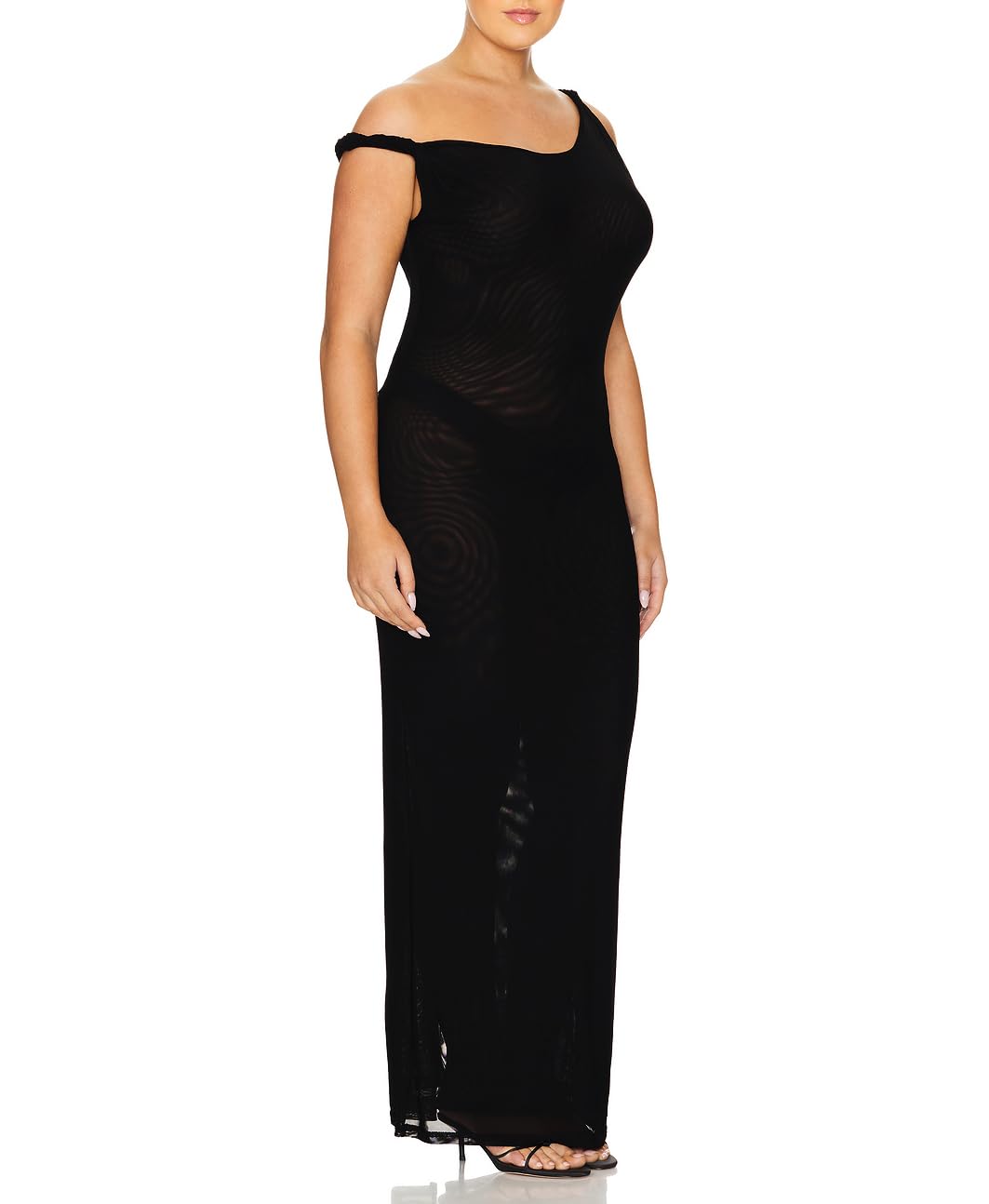 Abito formale da donna monospalla con spacco posteriore sexy in rete aderente maxi abito una spalla attorcigliata copricostume da spiaggia 387
