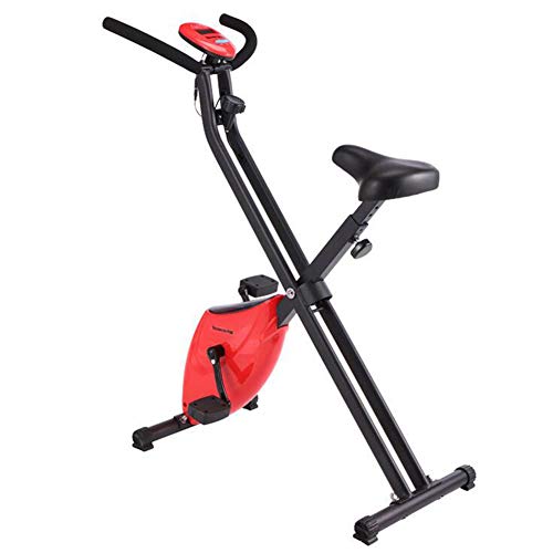 LSYOA Plegable Bicicleta Estática, Magnético Vertical Exercise Bike con Pantalla LCD, frecuencia cardíaca, Velocidad, Tiempo, Distancia, calorías del Monitor, Soporte 150 kg,Red