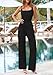 PRETTYGARDEN Summer Sleeveless Jumpsuits for Women Dressy Square Neck Wide Leg Pants Knit One Piece Rompers Fashion Clothing (Black,Small)