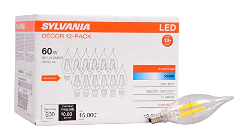 SYLVANIA LED B10 Chandelier Light Bulb, 60W Equivalent Efficient ...