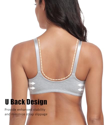 Women's Cotton Front Closure Bras Full Coverage Wirefree Everyday Bra Unpadded Unlined Bralette2