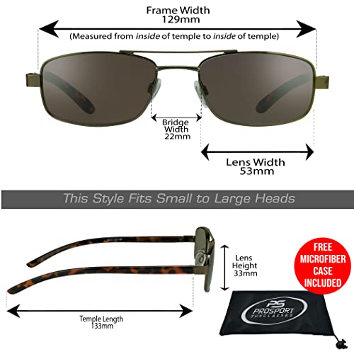 Image of proSPORT Reading Glasses Tinted Full Lens Sun Readers Pilot Square Aviator NOT BIFOCAL
