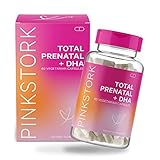 Pink Stork Total Prenatal Vitamin with DHA and Folic Acid: Doctor Formulated, Fertility Supplements for Women, Folate, Iron, Biotin, Vitamin D, Vitamin C + Zinc, Women-Owned, 60 Vegetarian Capsules