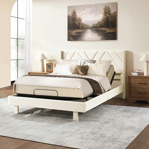 Image of Softa Queen All-in-One Adjustable Bed Frame with Upholstered Bed Frame Headboard, Electric Bed with Remote Control and Whisper Quiet Motor, 10-Year Warranty