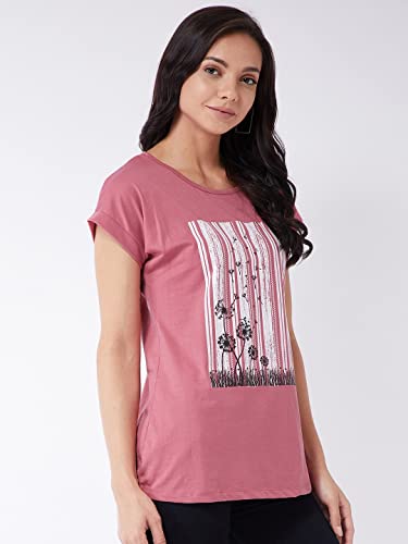 Image of Modeve Women Printed Cotton Blend Half Sleeve Round Neck T-Shirt for Summer