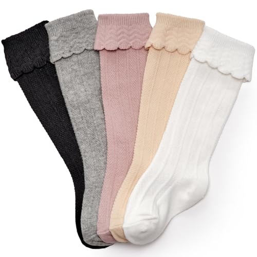 Image of CozyWay Baby & Toddler Knee High Socks For Baby Girls Multi Color - 5 Pack