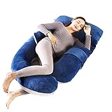 60inch Pregnancy Pillow Maternity Pillow,Extra Large U-Shaped Pillow Detachable Full Body Pillow for Maternity Sleeping Support for Back Belly Hips Legs with Velvet Cover(Blue Grey)