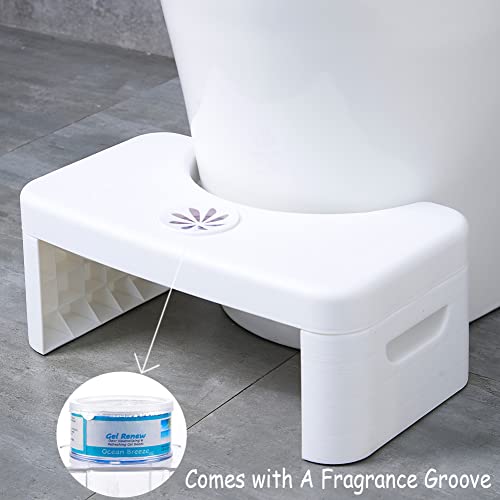 7 Inch Folding Toilet Stool, Squatting Poop Stool, Bathroom Potty Step Stool, Toilet Assistance Steps, Step Stool, Fits All Toilets, Detachable ＆ Stackable, For Healthier Toilet Posture (White) #TOP2