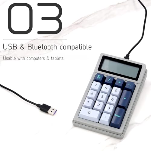 Image of DENTEN 2-in-1 Calculator & Numpad Wireless Mechanical Numeric Keypad with Calculator Function Bluetooth Connectivity Type-C Charging (Blue Switch)