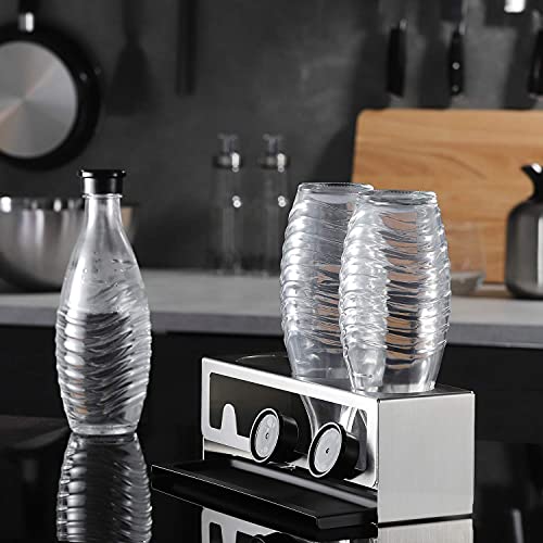 YIGII Flaschenhalter für SodaStream - Premium Abtropfhalter aus Edelstahl Abtropfständer mit Abtropfwanne für 3 SodaStream Crystal | Emil Flaschen 4