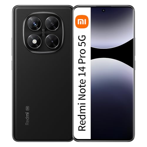XIAOMI Redmi Note 14 Pro 5G Smartphone,6,67 pulgadas, negro, 12 GB RAM, 512 GB, Dual SIM, NFC(cargador no incluido)