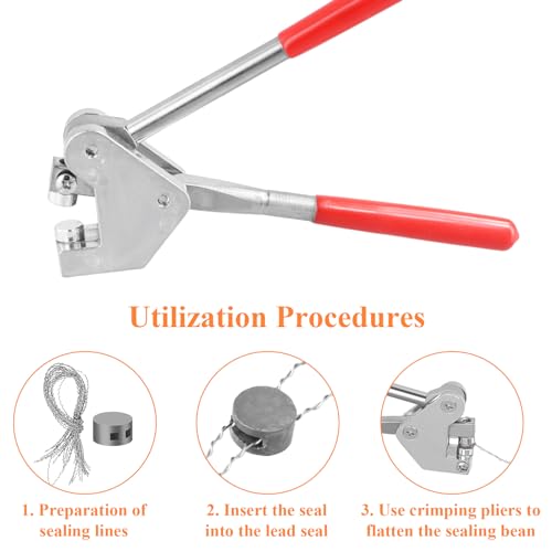Pagezol Lead Seal Plier, Electric Meter Seals and Crimp Tool, 1 Sealing Pliers, 100 Seals 8mm, 100 Seal Wires 150mm - Image 3