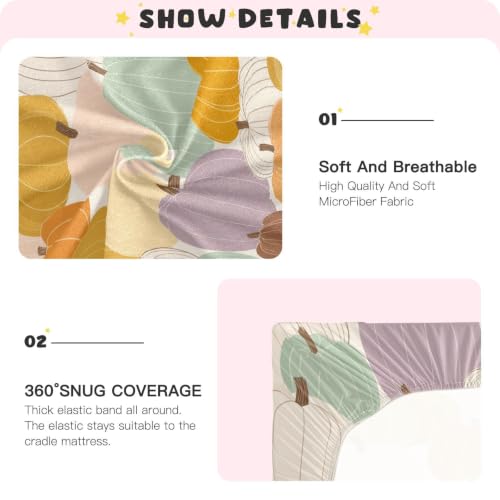 Image of Crib Sheet Breathable Soft Crib Mattress Sheet for Baby Toddler Boys Girls Fitted Pack n Play Crib Sheet Fit Standard Crib Mattress 39 x 27 Inch Pumpkins Fall