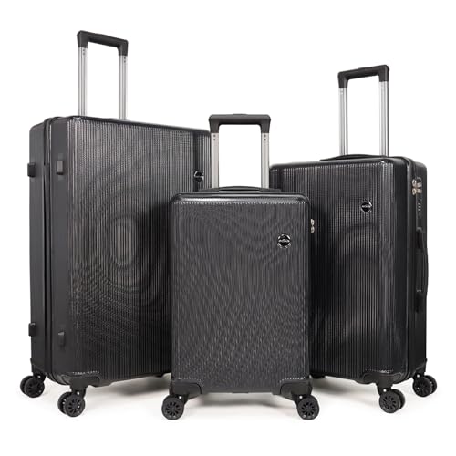Image of Luggage Sets 3 Piece (20 /24 /28 inch)-Carry On Suitcase-Suitcase With Wheels-PC+ABS - Hardside Spinner Travel Luggage, Black, 5 Pcs Set, Hardside Luggage Sets With Spinner Wheels (BLACK)