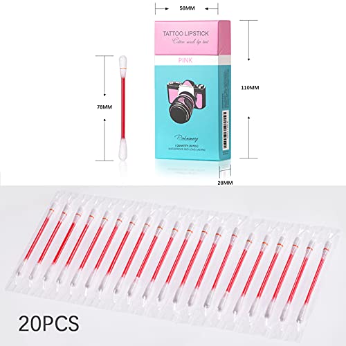 Pasnowfu Tattoo Lipstick, 20 Pcs Tattoo Lipstick Cotton Swab, Cotton Swab Lipstick, Velvet Matte Tattoo Lip Stain Portable Lip Stain, Durable Waterproof Liquid Non-Stick Lip Gloss (4 Colors) #TOP6