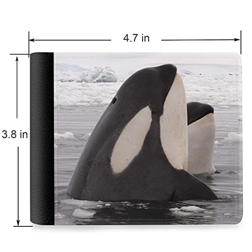 (Killer Whale Orca-1 Front Pocket Slim Bifold Leather Wallet RFID Blocking with ID Window for Men2