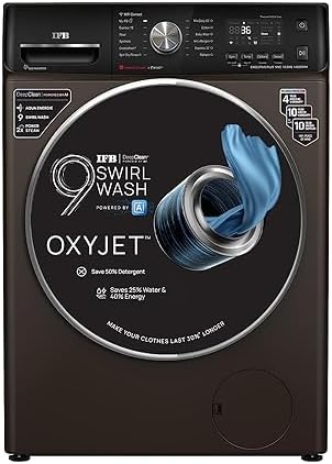 IFB 10 Kg 5 Star AI Eco Inverter Fully Automatic Front Load Washing Machines with Wifi (Executive Plus MXC 1014, 2023 Model, Mocha, Oxyjet™ 9 Swirl Wash, 4 Years Comprehensive Warranty)