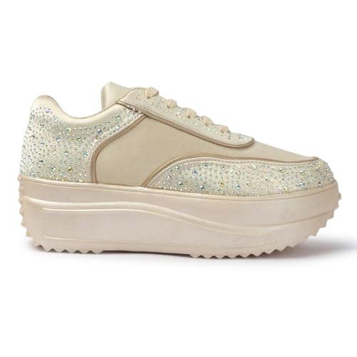 Image of Vendoz Women Wedding Party Bridal Glittery Embellished Sneakers 4041