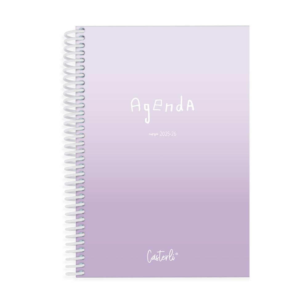 Casterli -School Diary 2024-25 Basic Purple Week View, Vertical, A5 Size, 70 g Paper, Opaque Polypropylene Cover, Assorted Colours, 148 x 210 mm