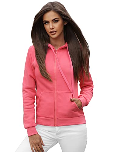 Brustkrebs-Schleife Hoodie Damen - Rosa Schleife Kapuzenpullover Mit Reißverschluss