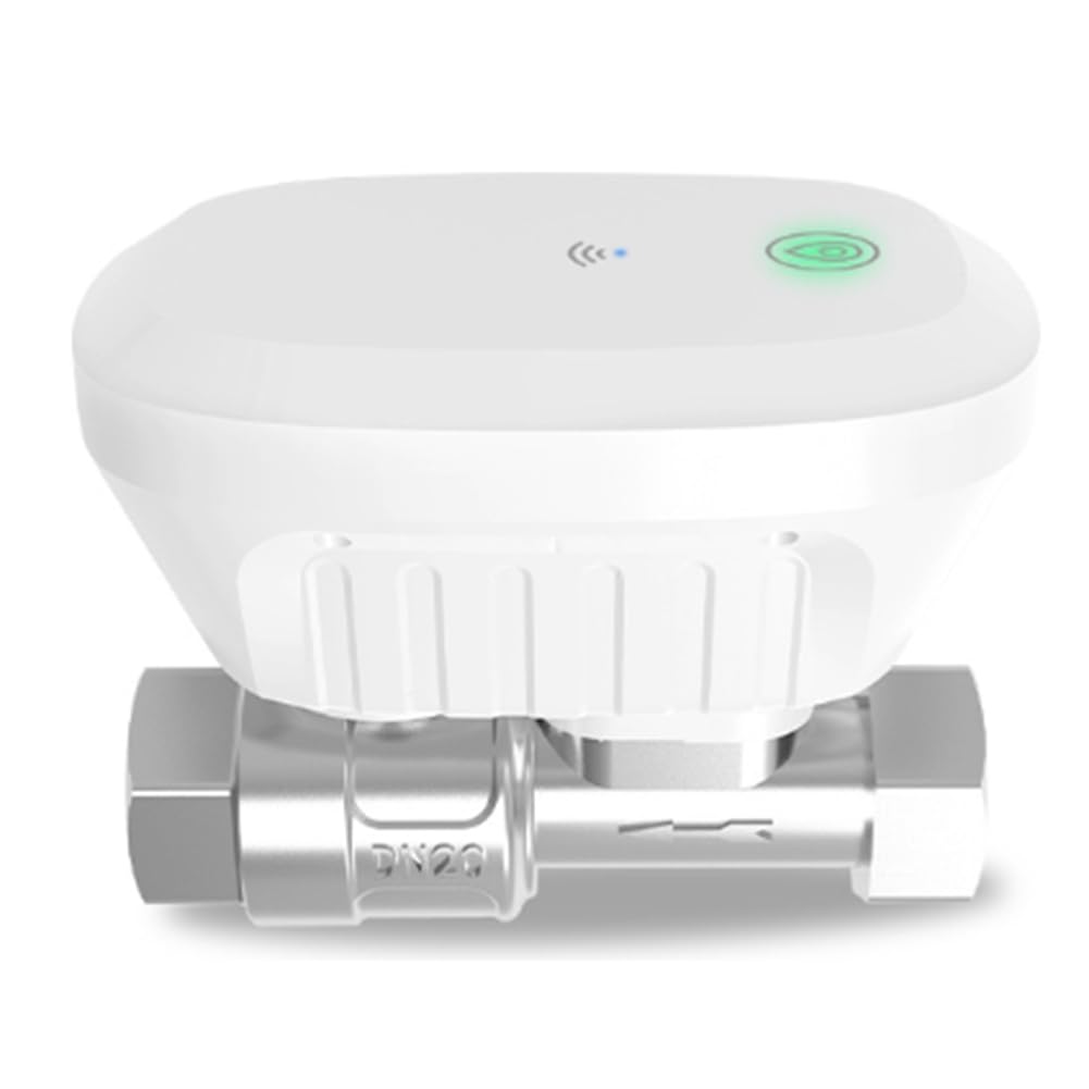 Tuya Smart WiFi - Válvula de agua con contador de agua, caudal de agua, indicador de temperatura del agua, controlador de aplicación inteligente, enchufe europeo