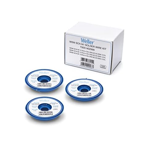Weller WSW SCN M1 (T0051402999) Bleifreier Lötdraht Set, Ø 0,3/0,5/0,8 mm, Sn99.3Cu0.6Ni0.05, Flussmittelgehalt 3,5%, 21 g Cover