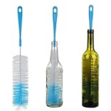 3-Pack Long Bottle Cleaning Brush for Narrow Neck Beer, Wine, Hydroflask, Thermos, S’Well, Pitcher, Brewing Bottle Cleaner, 16 Inches