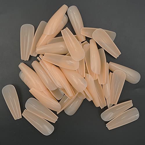 Luckforever 500Pc Painted Coffin Press On Nails Full Cover Beige Nude False Nails Ballerina Shaped Acrylic Nail Tips Women Teen Girls Decor For Salon And Home Diy (Beige) #TOP5