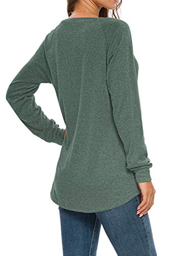 AUSELILY Dames shirt met lange mouwen ronde hals T-shirts blouse tuniek sweatshirt pullover met zakken - Image 6