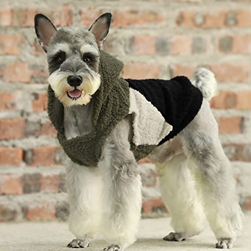 Fitwarm Vest Sherpa Dog Hoodie, Dog Clothes For Small Dogs Boy Girl, Pet Winter Sweater, Cat Apparel, Green, Black, Medium #TOP1