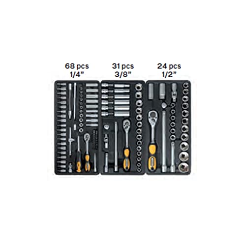 VITO Werkstattwagen bestückt - 221 Werkzeuge - 7 Schubladen - Werkstattwagen mit Werkzeug - Mobiler Werkzeug-Wagen - Werkzeugkiste - Profi Werkzeugkasten – Bild 7