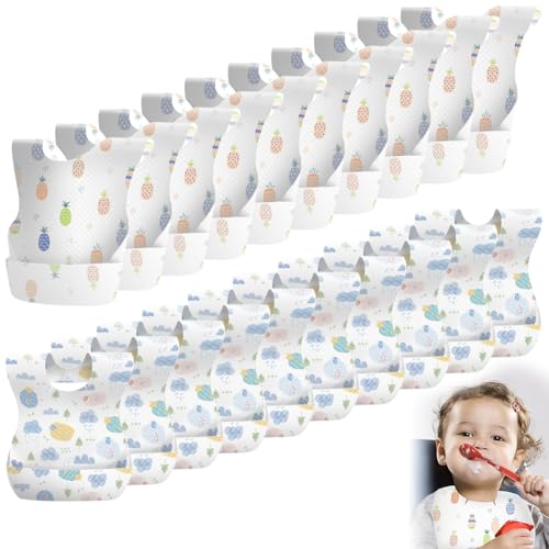 Doukesh Einweg Lätzchen Einweg Reiselätzchen Baby Lätzchen Wasserdicht Einweglätzchen für baby Kleinkinder 20 Stück