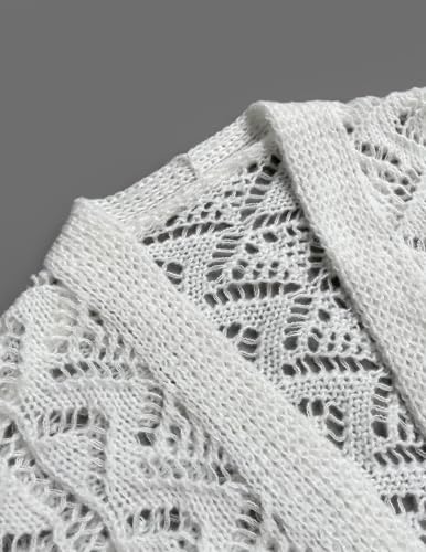 Image of Libsorge Womens Oversized Cute Crochet Chunky Knit Long Cardigan Fall Winter 2025 Trendy Boho Country Concert Outfits Sexy Hollow Out Open Front Long Sleeve Sweater Cardigans White L