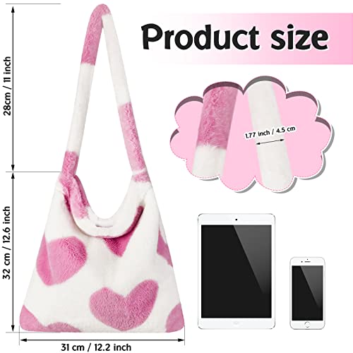 Bolso Tote de hombro fluffy para mujer color rosa miniatura 4