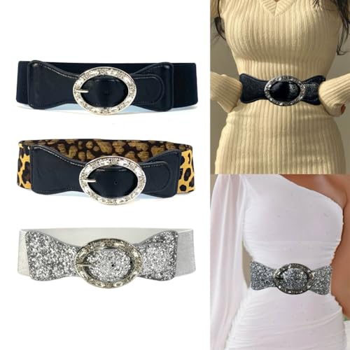 Vintage Stretch Waist Belt with Glitters Women Glittering Sequins Waistband for Music Festivals and Everyday Wear2