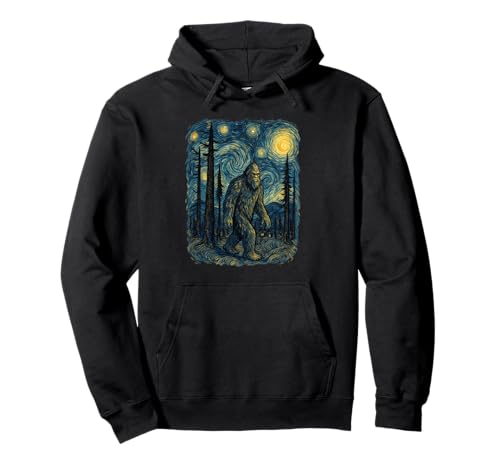 Arte críptido de Bigfoot Starry Forest Night, Divertido Regalo Sudadera con Capucha