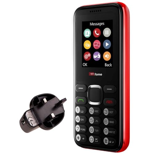 TTfone TT150 - Teléfono móvil básico desbloqueado del Reino Unido sin SIM con Bluetooth, batería de larga duración, doble SIM con cámara y juegos, fácil de usar, duradero y ligero, paga sobre la