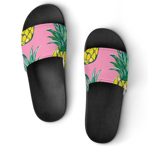 Pineapple Shower Slippers for Women Men Casual Non-Slip Slide Sandals Beach Bathroom Shoes
